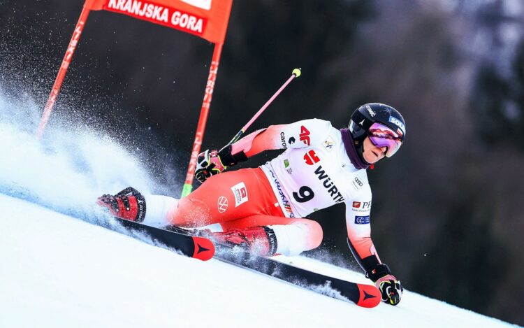 Maryna Gąsienica Daniel podczas giganta w Kranjskiej Gorze